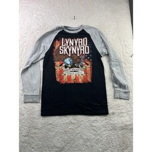 Lynyrd Skynyrd Shirt Mens Medium Black Gray Long Sleeve Southern Rock Band Tee